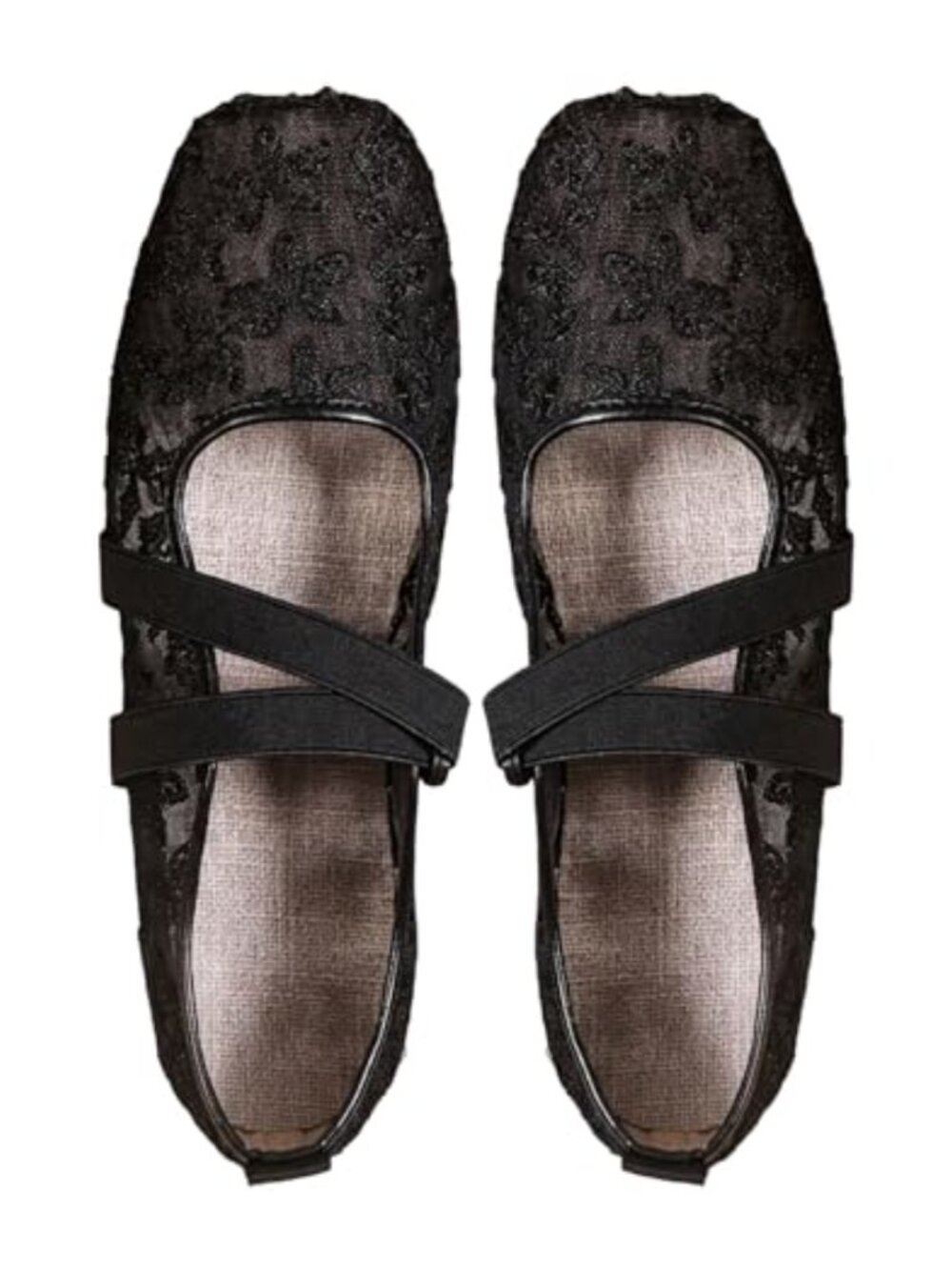 Lace Mesh Ballet Flats Square Toe Comfortable Daily Work Shoes